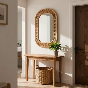A bright entryway featuring hooks, baskets, and a bench for tidy arrivals.