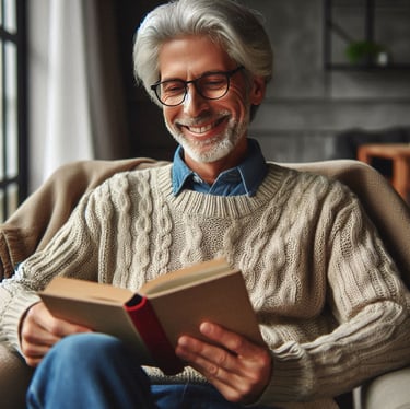 image of an older man reading