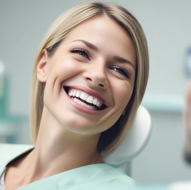 Four sets of artificial teeth in black cases.