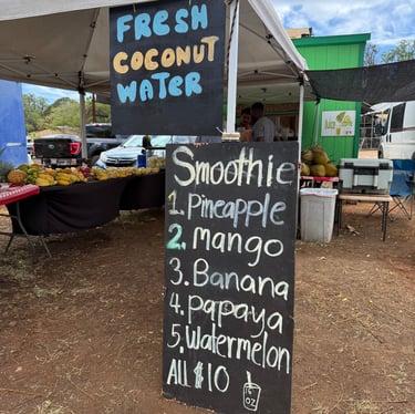 smoothies coconut water and fruit stand in kauai Hawaii
