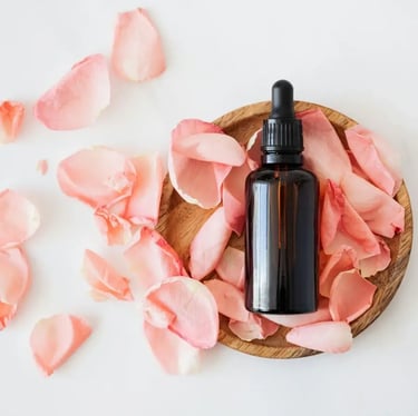 homeopathy for women a bottle with homeopathy on tray with roses