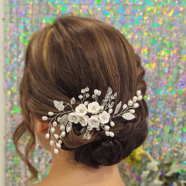 Bridal bun with hair accessory