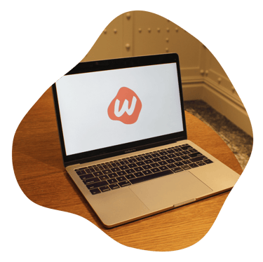 laptop with webbie logo
