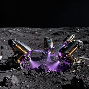 Heavy infrastructure harvesting ice in lunar crater, ICEMINING.NET
