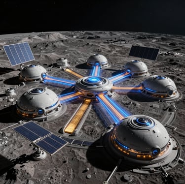 AgiTerA Autarky: Independent lunar energy outpost, representing SMARTTECH.ENERGY infrastructure