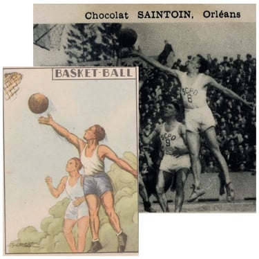 Photo card comparison of 1938 French basketball image photograph original