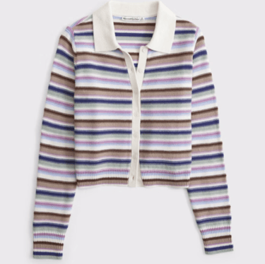 A cropped multi-colored striped cardigan from abercrombie