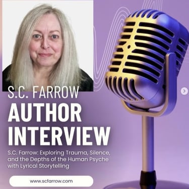 a woman with a microphone and a microphone in front of a purple background with a