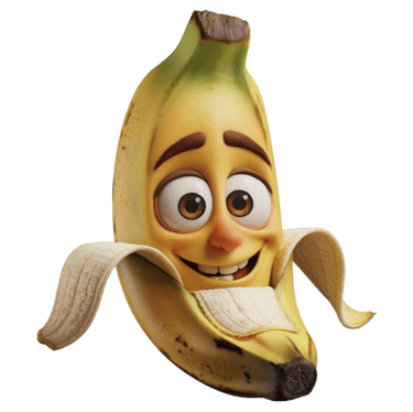 a banana peely character from the animated movie, the angry bird