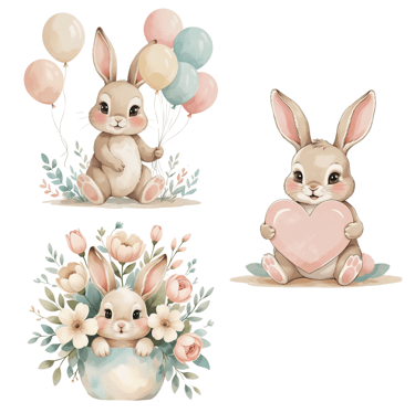 Three bunny clipart ideas for cards and invitations.