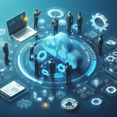 a group of business people standing around a globe
