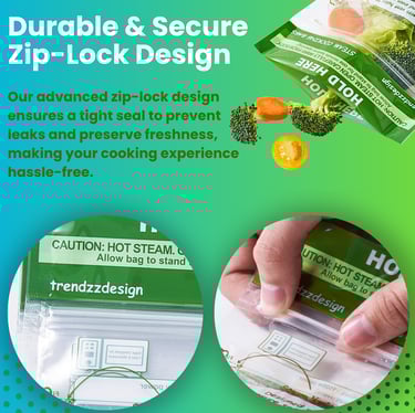 zip-lock seal microwave steam cooking bags