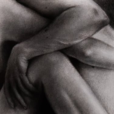 Anita Papp charcoal drawing, safe place
