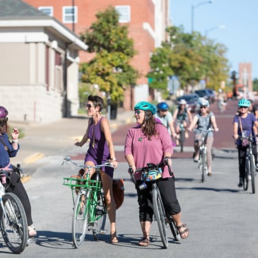 Group of women riding bikes