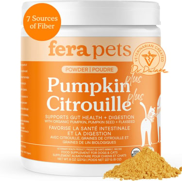 Fera Pets Pumpkin Powder for Dogs & Cats - Fiber Supplement, USDA Organic, Supports Gut & Digestive