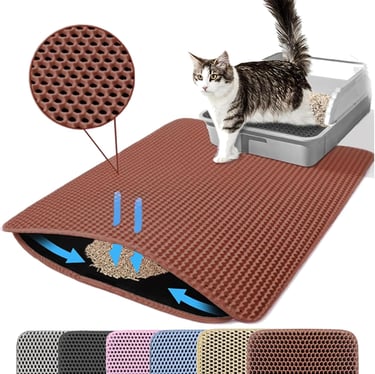 Cat Litter Mat, 60x45cm Large Honeycomb Double Layer Cat Litter Mat Trapper, Non Slip Waterproof Uri