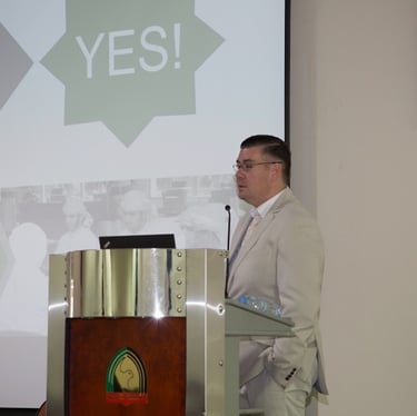 Lance giving a professional presentation