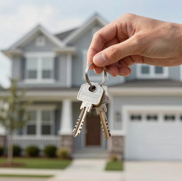 Homebuyer receiving house keys after closing process