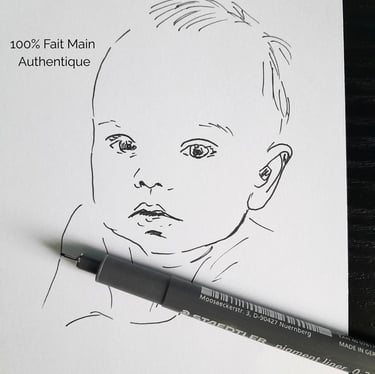 portrait de bébé fait main stylisé simple