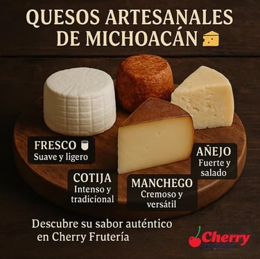 Diferentes quesos artesanales sobre tabla de madera