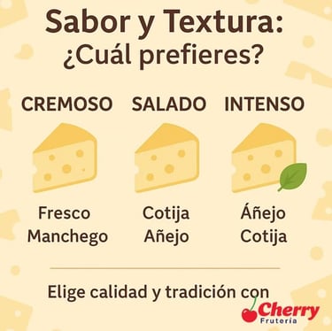 Tabla con comparativa de sabor y textura