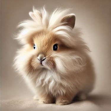 a fluffy lionhead rabbit with a fluffy hair