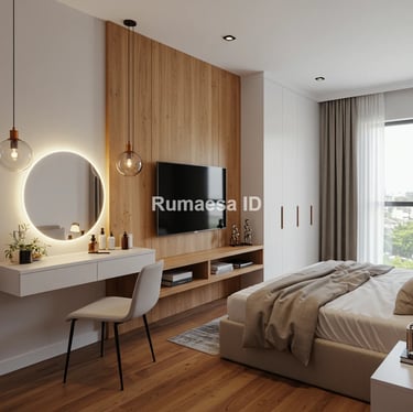 Desain interior kamar tidur romantis dengan nuansa hangat