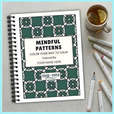 wirebound coloring book with geometric patterns entitled MINDFUL PATTERNS