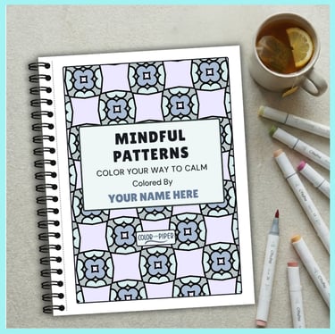 wirebound coloring book with geometric patterns entitled MINDFUL PATTERNS