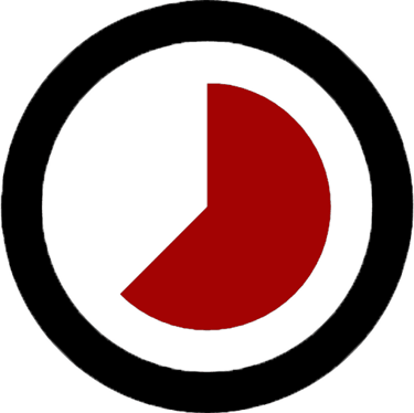 a clock with a red circle on it