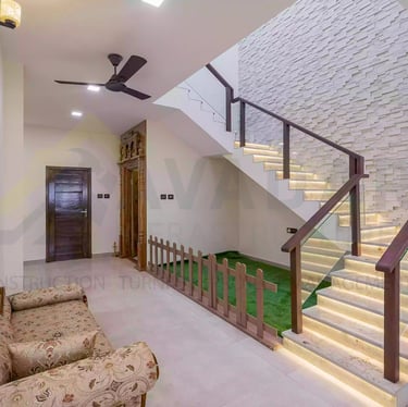 a staircase leading to a floor above in a house
