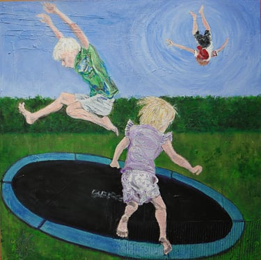 Janne danst, acryl op doek, 80X80, 300 euro