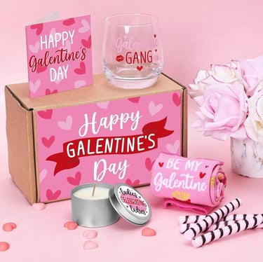 Galentines Day Gifts Valentines Day Gifts for Her Wine Glass Socks Rose Scented Candles 12 oz Greeti