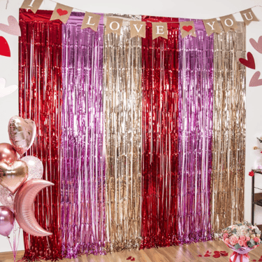 LOLStar 3 Pack Valentine's Day Photo Booth Props Valentines Day Party Decorations 3.3X6.6 ft Red Pin