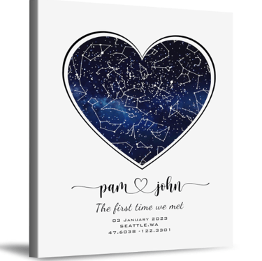 Personalized Star Map with Couple's Names and Special Date Message on it