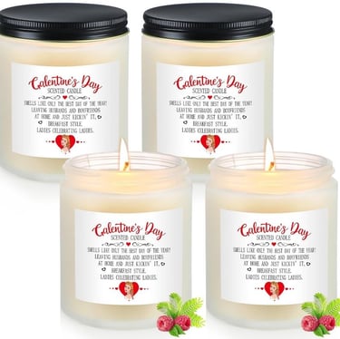 Threlaco 4 Pcs Galentines' Day Scented Candle Galentines' Day Gift for Women Friend Valentine's Day 
