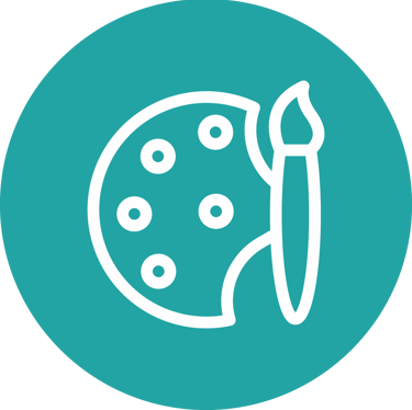 a paintbrush and a paintbrush in a circle