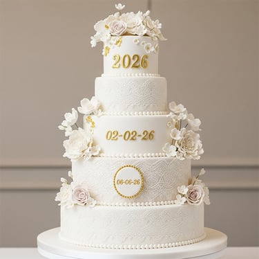 a wedding cake with a white and gold wedding cake