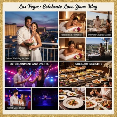 a collage of a las vegas wedding party