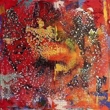 Acrylic painting Acrylbild Acryl Gemälde Bild abstrakt rot gold orange