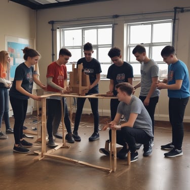 Happy young people enjoying an outdoor activity funded by the store’s proceeds.