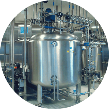 large metal tank in a chemical factory