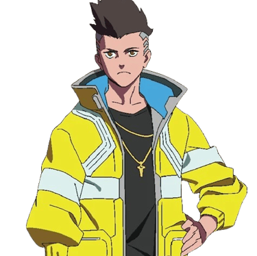 a young man in a yellow jacket and jeans