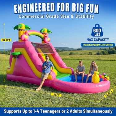 23FT(L) Commercial Inflatable Water Slide for Adults &amp;amp;amp;amp; Teens, Giant Flamingo Blow Up Water Park with