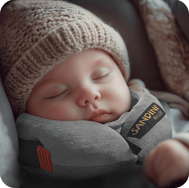 a baby sleeping in a car seat with a sleeping pillow sleepfix