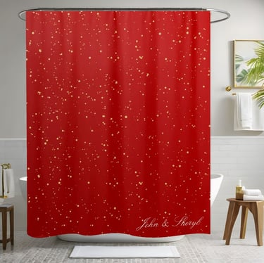 Elegant Red and Gold Sparkle Glitter Shower Curtain