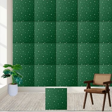 Green and White Star Christmas & Holiday Decor Ceramic Tile