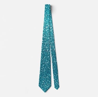Sparkling Turquoise Glitter Ombre Neck tie