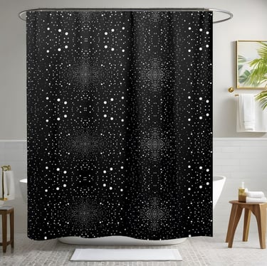 Black and White Space Circle Style 4 Shower Curtain