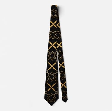 Exquisite Black and Gold Moroccan Inspired Neck Tie